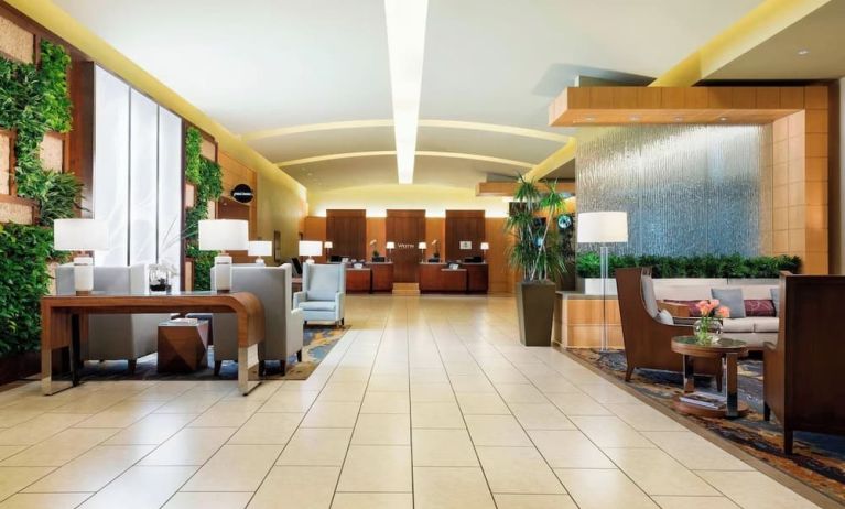 Lobby and coworking lounge at The Westin Arlington Gateway.