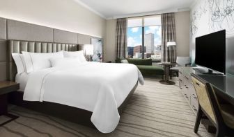 Delux king room with TV and a great view of the city at The Westin New Orleans.