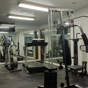 Fitness center at Quality Inn & Suites Woodstock Near Lake Geneva.