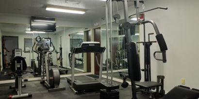 Fitness center at Quality Inn & Suites Woodstock Near Lake Geneva.