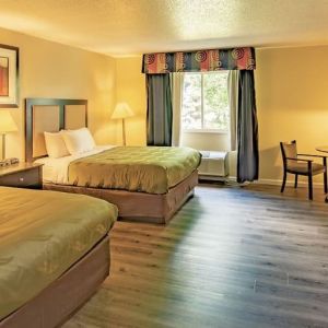 Queen beds at Quality Inn & Suites Woodstock Near Lake Geneva.