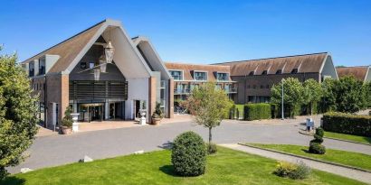 Hotel garden at Hilton London Syon Park.