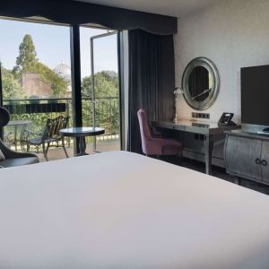 King room with natural light at Hilton London Syon Park.