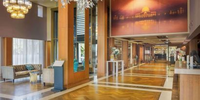 Reception hall at Hilton London Syon Park.