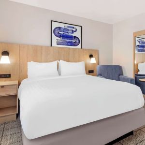 King bed at Sonesta Simply Suites Baltimore BWI Airport.