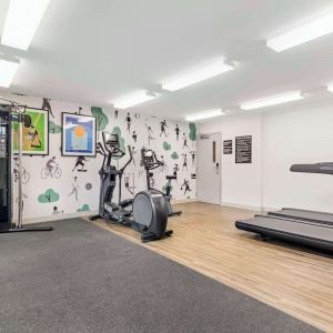 Well equipped fitness center at Sonesta Simply Suites Baltimore BWI Airport.