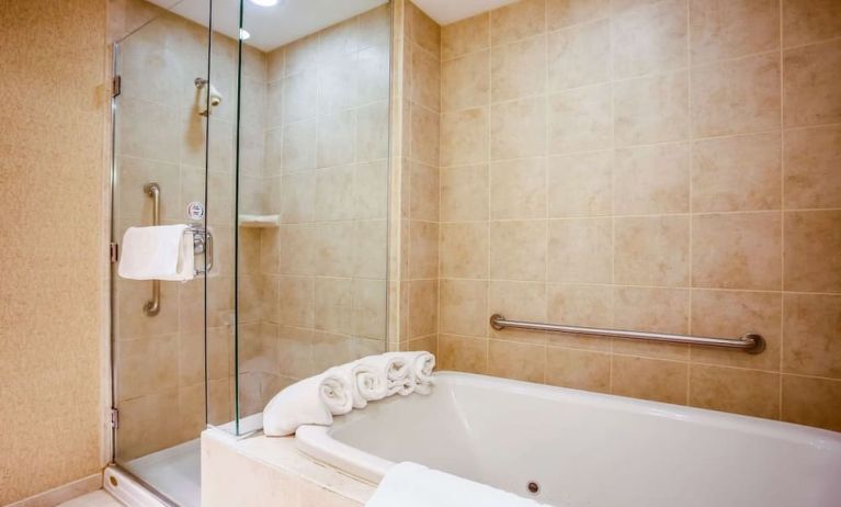 Private guest bathroom at Hilton Garden Inn Milwaukee Northwest Conference Center.