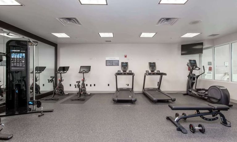 Well equipped fitness center at Hilton Garden Inn Milwaukee Northwest Conference Center.