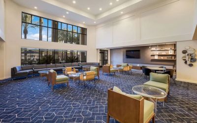 Spacious lobby and coworking lounge at Sonesta Select Phoenix Chandler.