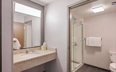 Guest bathroom with shower at Sonesta Select Phoenix Chandler.