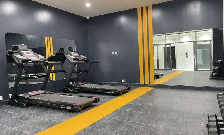 Fitness center at Liberty View Brooklyn Hotel.
