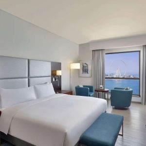Day use room with king bed at Hilton Dubai The Walk.