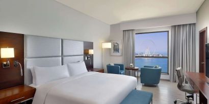 Day use room with king bed at Hilton Dubai The Walk.