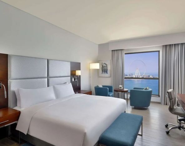 Day use room with king bed at Hilton Dubai The Walk.