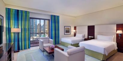 Day use room with queen beds at Hilton Dubai The Walk.