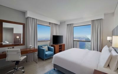 Day use room with king bed at Hilton Dubai The Walk.