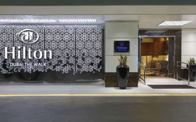 Hilton hotel entrance at Hilton Dubai The Walk.