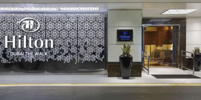 Hilton hotel entrance at Hilton Dubai The Walk.
