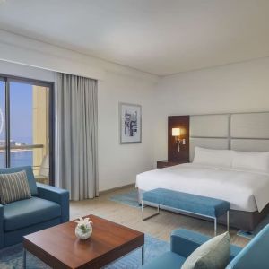 Day use room with king bed at Hilton Dubai The Walk.