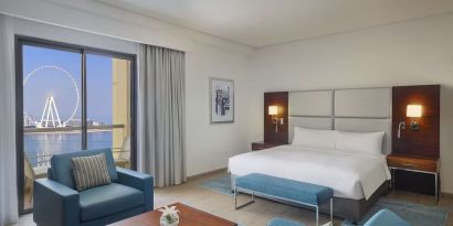 Day use room with king bed at Hilton Dubai The Walk.