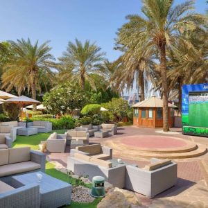 Outdoor seating at Hilton Dubai The Walk.