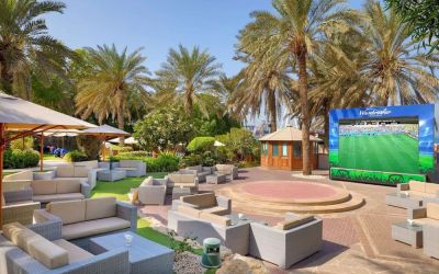 Outdoor seating at Hilton Dubai The Walk.