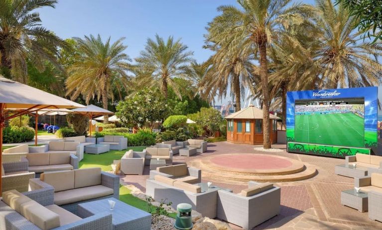 Outdoor seating at Hilton Dubai The Walk.