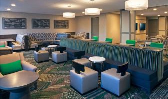 Coworking lounge at Homewood Suites By Hilton Los Angeles International Airport.