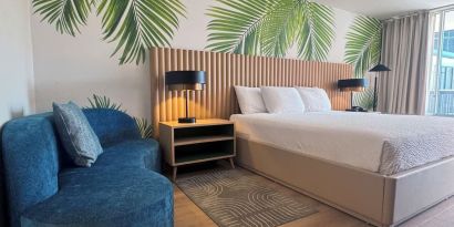King room at The Harrison Hotel Downtown Hollywood.