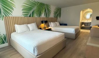 Day room with queen beds at The Harrison Hotel Downtown Hollywood.