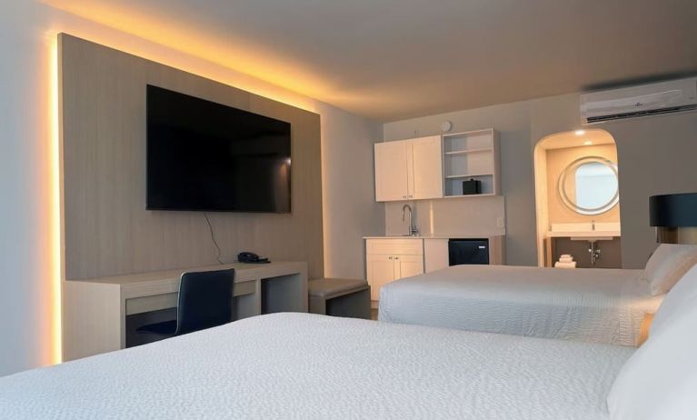 Day room with queen beds at The Harrison Hotel Downtown Hollywood.