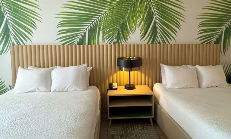 Day room with queen beds at The Harrison Hotel Downtown Hollywood.