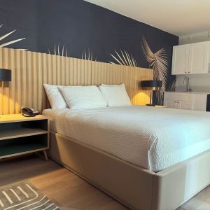 King room at The Harrison Hotel Downtown Hollywood.