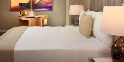 King bed at Royal Sonesta Houston Galleria.