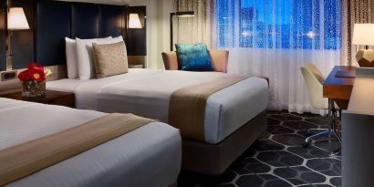 Day use twin room with work desk at Royal Sonesta Houston Galleria.