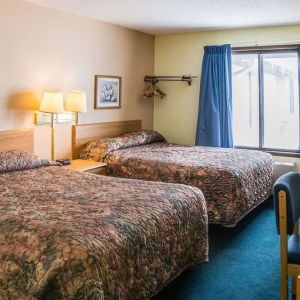 Day use twin room with natural light, work desk and TV at Norwood Inn Minneapolis Roseville.