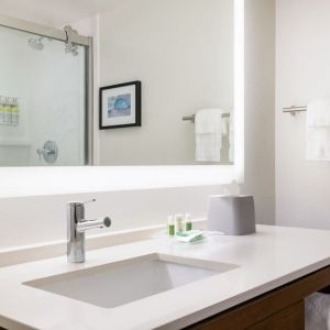 Guest bathroom at DoubleTree By Hilton Fort Worth South.