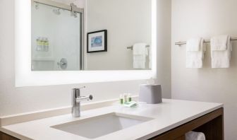 Guest bathroom at DoubleTree By Hilton Fort Worth South.