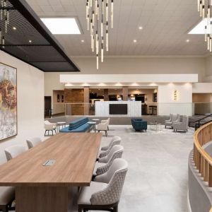 Workspace and business center Lounge and TV at DoubleTree By Hilton Fort Worth South.