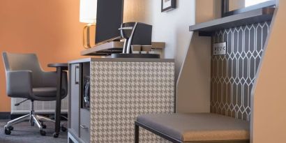 Workspace and business center Lounge and TV at DoubleTree By Hilton Fort Worth South.
