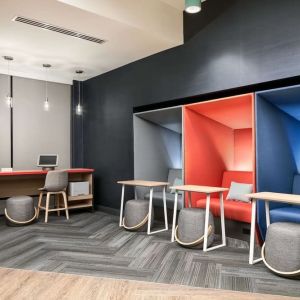 Coworking pods at Tru By Hilton Ft. Lauderdale Airport.