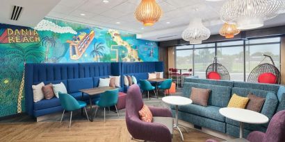Coworking space and lounge at Tru By Hilton Ft. Lauderdale Airport.