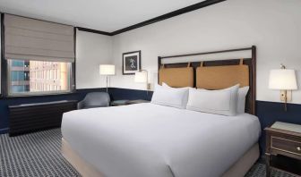 King bed at Hilton Orrington/Evanston.