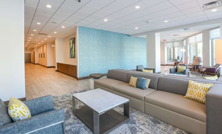 Lounge seating area at Hilton Garden Inn Cincinnati Midtown.