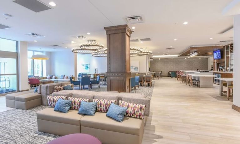 Lobby lounge at Hilton Garden Inn Cincinnati Midtown.