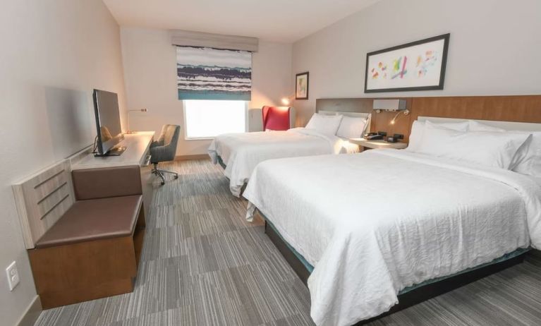 Bright and spacious day use twin room with work desk at Hilton Garden Inn Cincinnati Midtown.