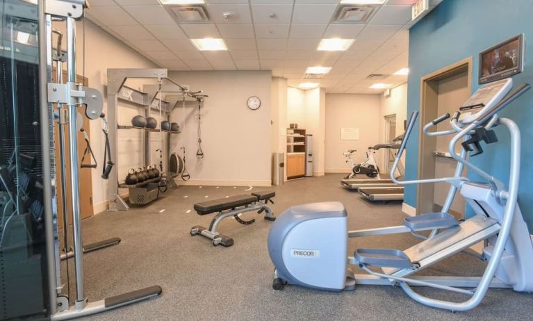 Fully equipped fitness center at Hilton Garden Inn Cincinnati Midtown. 