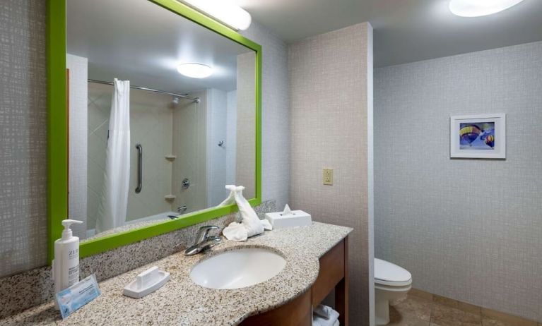Private guest bathroom with shower at Hampton Inn & Suites St. Louis At Forest Park. 