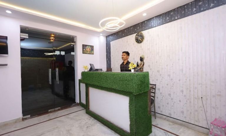 Reception desk at Hotel NoVo Agra.