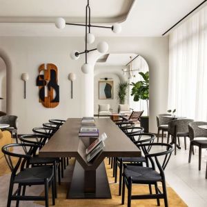 Lobby workspace perfect for coworking at Kimpton Theta New York - Times Square.